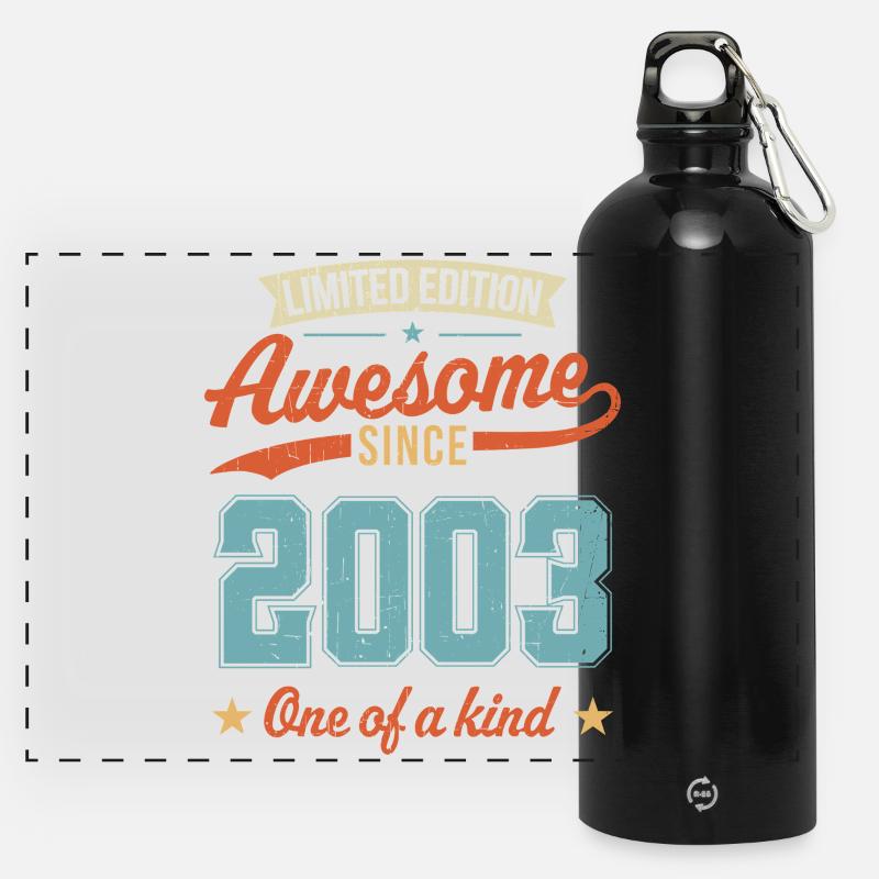 Awesome Since 2003 - Panoramic Drinks Bottle with Carabiner 750 ml - black