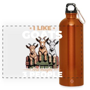 Funny Farm Animal Goat - Panoramic Drinks Bottle with Carabiner 750 ml - burnt orange - Front