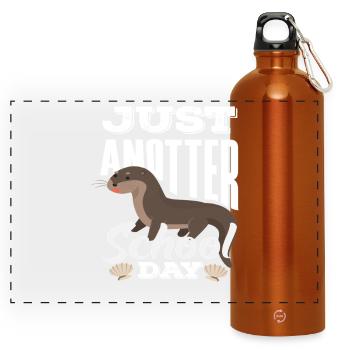 Sea Otter Cartoon School Day - Panoramic Drinks Bottle with Carabiner 750 ml - burnt orange - Front