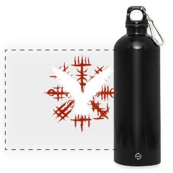 Viking Vegvisir avec les corbeaux d’Odin - Gourde panoramique avec mousqueton 750 ml - noir - Devant