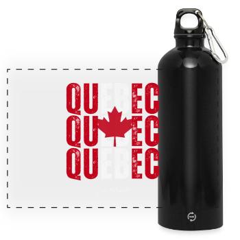 Quebec, Kanada, ich liebe Quebec - Panorama Trinkflasche mit Karabiner 750 ml - Schwarz - Vorne