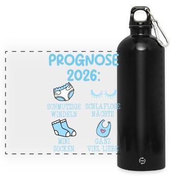 Bald Mama PROGNOSE 2026 SCHMUTZIGE WINDELN - Panorama Trinkflasche mit Karabiner 750 ml - Schwarz - Vorne