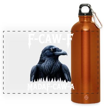 Ravens Gothic Graffiti Design - Panoramic Drinks Bottle with Carabiner 750 ml - burnt orange - Front