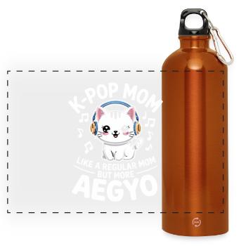 K-Pop Mom Funny Korea Music Aegyo - Panoramic Drinks Bottle with Carabiner 750 ml - burnt orange - Front