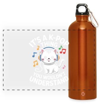 K-Pop Thing Funny Korea Music Anime - Panoramic Drinks Bottle with Carabiner 750 ml - burnt orange - Front
