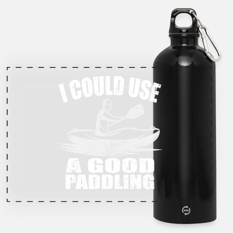 Ich könnte ein gutes Paddeln gebrauchen - Panorama Trinkflasche mit Karabiner 750 ml - Schwarz
