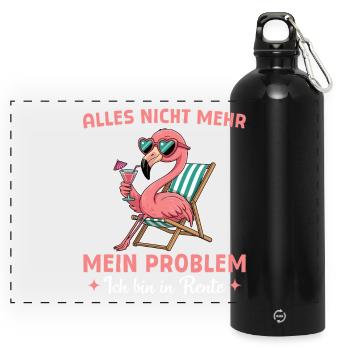 Collègue Départ à la retraite - Flamant rose dans un transat - Gourde panoramique avec mousqueton 750 ml - noir - Devant