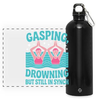 Synchronschwimmen Kunstschwimmen Wassersport - Panorama Trinkflasche mit Karabiner 750 ml - Schwarz - Vorne