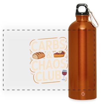 Carbs And Chaos Club Bread Cake Wine - Panoramic Drinks Bottle with Carabiner 750 ml - burnt orange - Front