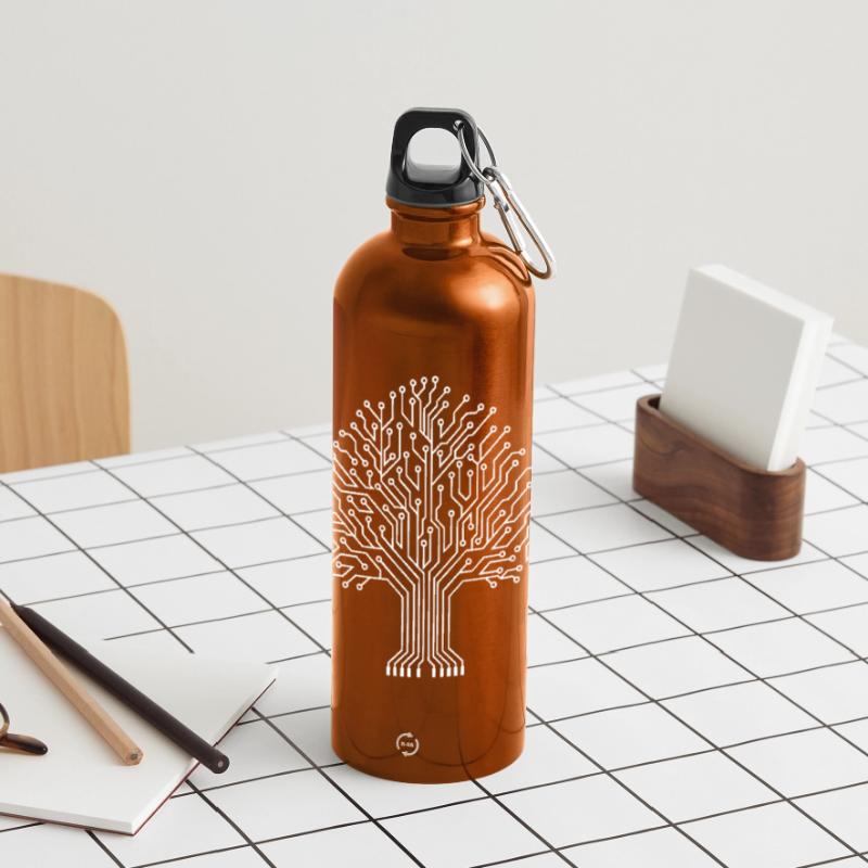 Binary Tree Joke Electrical Engineer Geek Humor Panoramic Drinks Bottle with Carabiner 750 ml