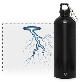 Lightning Lightning Thunderstorm Current Storm - Panoramic Drinks Bottle with Carabiner 750 ml - black - Front