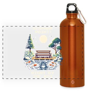 Point de réapparition : à l’étang des carpes koï | Tranquillité, Zen - Gourde panoramique avec mousqueton 750 ml - orange - Devant