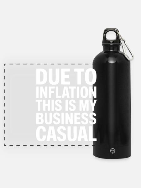 Inflation Spruch Business Casual - Panorama Trinkflasche mit Karabiner 750 ml - Schwarz