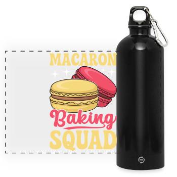 Macaron French Desserts - Panoramic Drinks Bottle with Carabiner 750 ml - black - Front