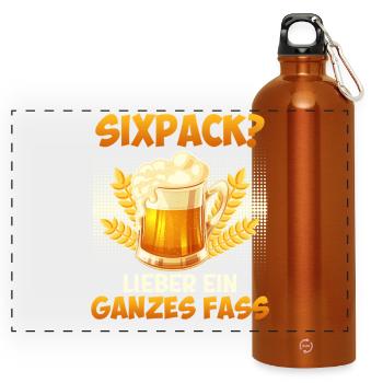 Paternité SIX-PACK RATHER UN BARIL ENTIER Drôle - Gourde panoramique avec mousqueton 750 ml - orange - Devant