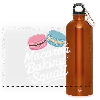 Macaron French Desserts - Panoramic Drinks Bottle with Carabiner 750 ml - burnt orange - Front