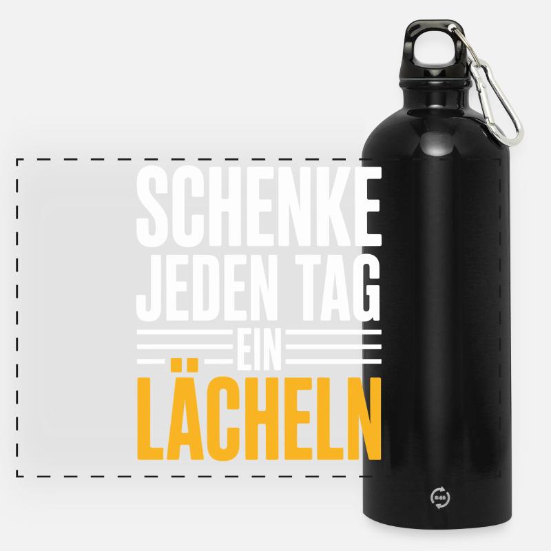 Offrez un sourire chaque jour – message positif - Gourde panoramique avec mousqueton 750 ml - noir
