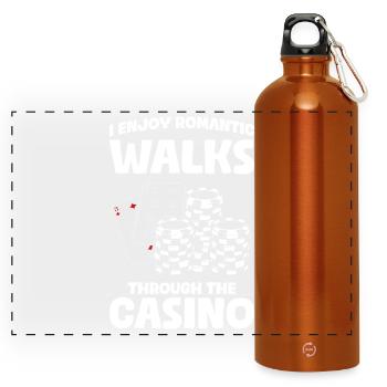 Promenades romantiques Casino Jeux d’argent Joueur drôle - Gourde panoramique avec mousqueton 750 ml - orange - Devant