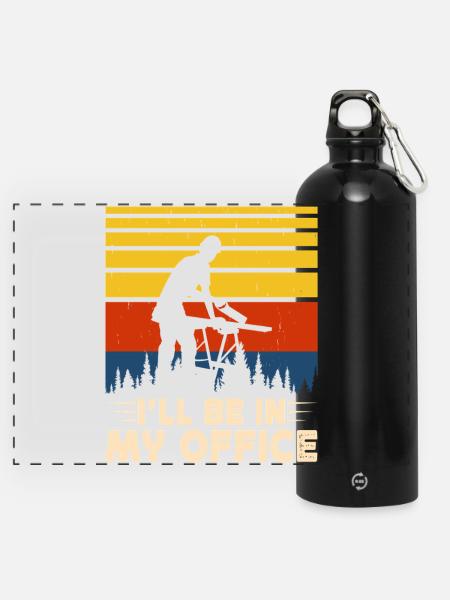 Baumpfleger Holzarbeiter Waldarbeiter Geschenk - Panorama Trinkflasche mit Karabiner 750 ml - Schwarz