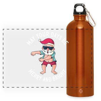 Dabbender Santa - Dem Nikolaus ist es nicht kalt - Panorama Trinkflasche mit Karabiner 750 ml - Orange - Vorne