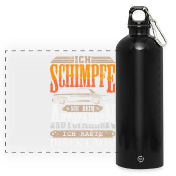 Auto Tuner Tuning Kfz Werkstatt Mechaniker Spruch - Panoramic Drinks Bottle with Carabiner 750 ml - black - Front