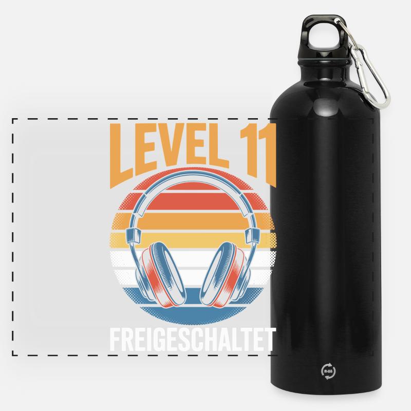 Level 11 Birthday Unlocked - Panoramic Drinks Bottle with Carabiner 750 ml - black