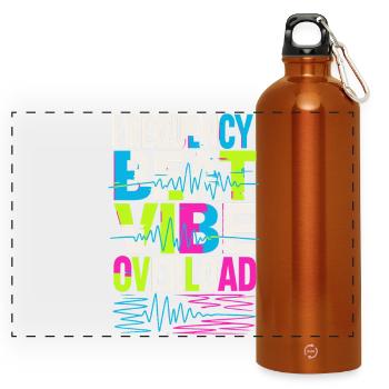 Frequency Beat Vibe Overload Design - Panorama Trinkflasche mit Karabiner 750 ml - Orange - Vorne