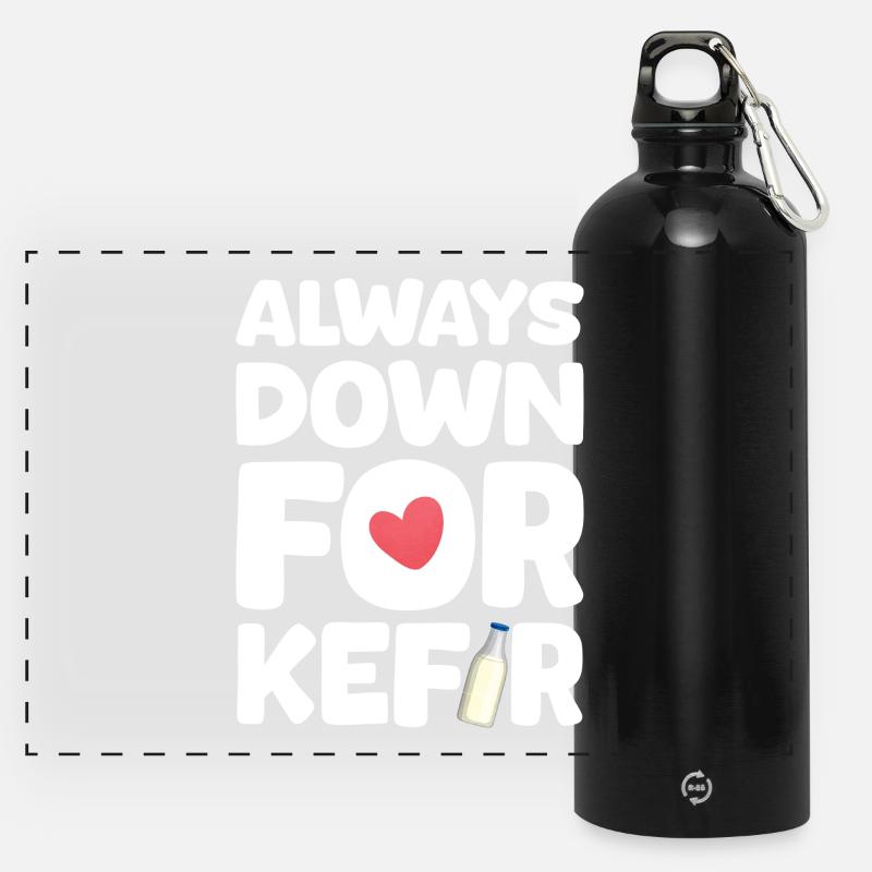 Always ready for kefir - Panoramic Drinks Bottle with Carabiner 750 ml - black
