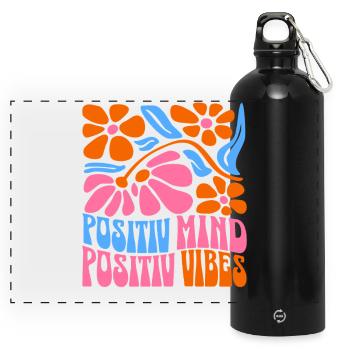 Positive Spirit Positive Vibes - Panoramic Drinks Bottle with Carabiner 750 ml - black - Front