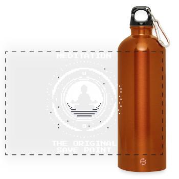 Meditation: the Savepoint | Mindfulness, Zen - Panoramic Drinks Bottle with Carabiner 750 ml - burnt orange - Front