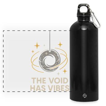 Nothing Matters Nihilism Absurd Humor - Panoramic Drinks Bottle with Carabiner 750 ml - black - Front