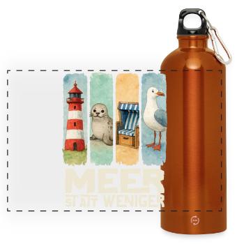 Phare de Moin, chaise de plage avec phoques, côte des mouettes - Gourde panoramique avec mousqueton 750 ml - orange - Devant