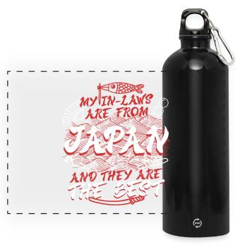 Japanese mother-in-law Japan - Panoramic Drinks Bottle with Carabiner 750 ml - black - Front