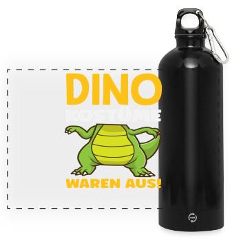 Dino Kostüm Lustiges Karneval Helau Fasching Alaaf - Panorama Trinkflasche mit Karabiner 750 ml - Schwarz - Vorne