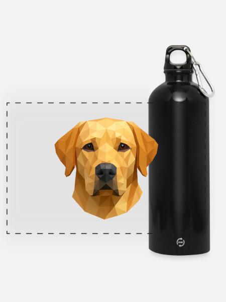 Polygon Labrador Retriever Geschenk - Panorama Trinkflasche mit Karabiner 750 ml - Schwarz