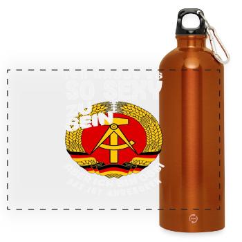 Ossi Sexy Erwchsenen Humor Ostdeutschland Spruch - Panorama Trinkflasche mit Karabiner 750 ml - Orange - Vorne