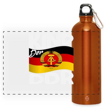 Ossi Spruch Kind Der DDR Stolz - Panorama Trinkflasche mit Karabiner 750 ml - Orange - Vorne