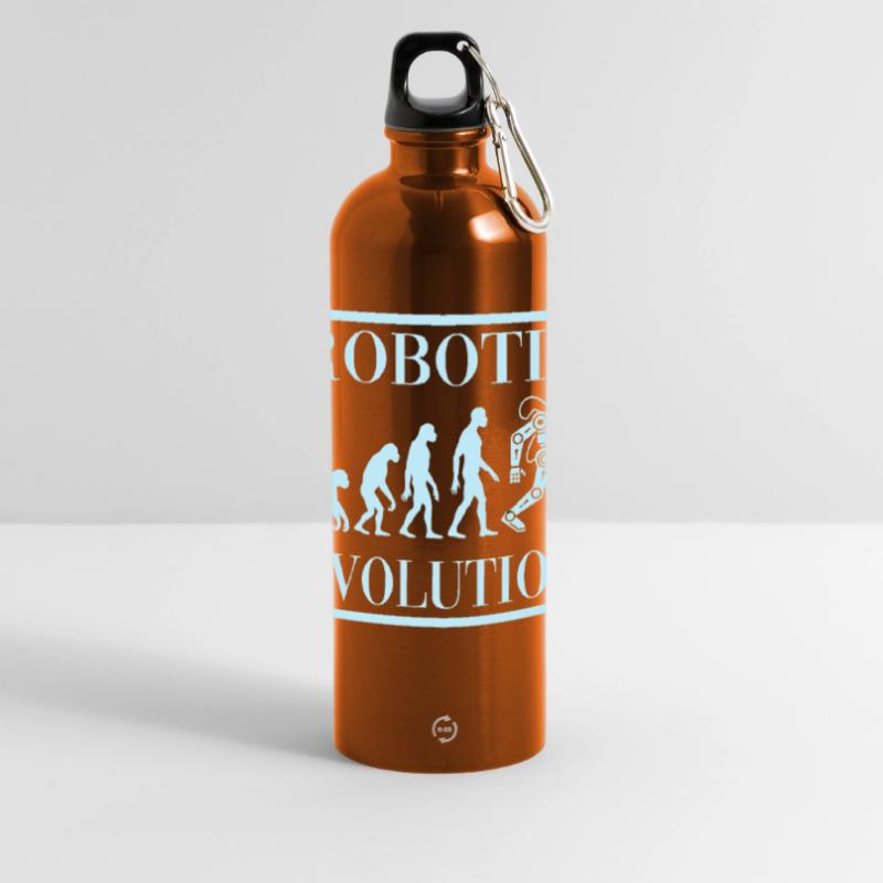 Robot Évolution Progrès Avenir Humain Gourde panoramique avec mousqueton 750 ml