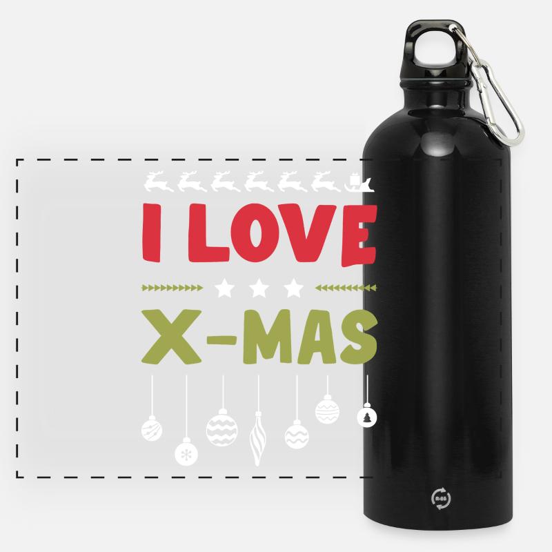 Jeg elsker jul - Panorama drikkeflaske med karabinhage 750 ml - sort