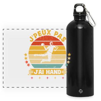 Je Peux Pas J'ai Handball Humour Joueur Hand - Gourde panoramique avec mousqueton 750 ml - noir - Devant
