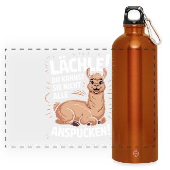 sourire, on ne peut pas cracher sur tous ces alpagas - Gourde panoramique avec mousqueton 750 ml - orange - Devant