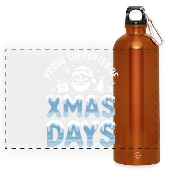 Xmas Days Supporters - Panoramic Drinks Bottle with Carabiner 750 ml - burnt orange - Front