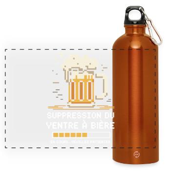 Beer Belly Removal In Progress Humor - Panoramic Drinks Bottle with Carabiner 750 ml - burnt orange - Front