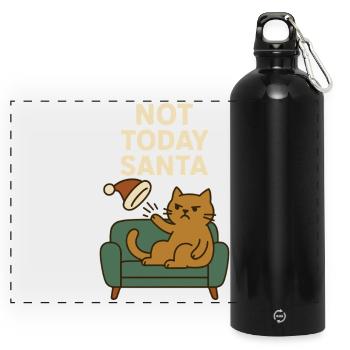 Nicht heute Weihnachtsmann-lustiger Katzen-Weihnachtshumor - Panorama Trinkflasche mit Karabiner 750 ml - Schwarz - Vorne