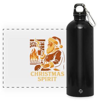 Christmas Spirit - Panorama Trinkflasche mit Karabiner 750 ml - Schwarz - Vorne