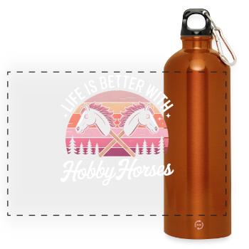 Hobby Horsing Steckenpferd - Panorama Trinkflasche mit Karabiner 750 ml - Orange - Vorne