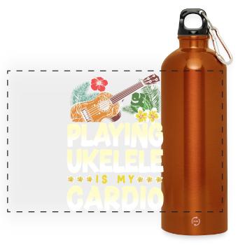 Hawaiian Ukulele Uke Playing - Panorama Trinkflasche mit Karabiner 750 ml - Orange - Vorne