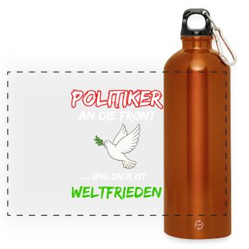 Les politiciens en première ligne et boum, c’est la paix mondiale - Gourde panoramique avec mousqueton 750 ml - orange - Devant