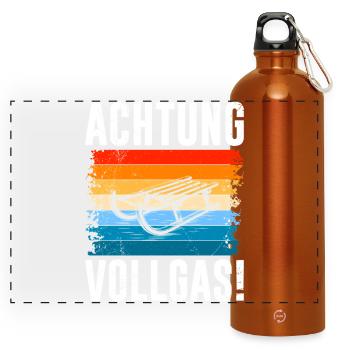 Sleds ATTENTION FULL THROTTLE! FUNNY - Panoramic Drinks Bottle with Carabiner 750 ml - burnt orange - Front