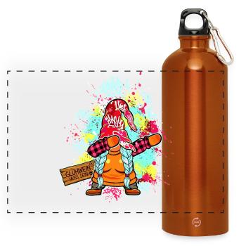 Glühwein Queen Wichtel Dab Frauen Weihnachtsmarkt - Panorama Trinkflasche mit Karabiner 750 ml - Orange - Vorne